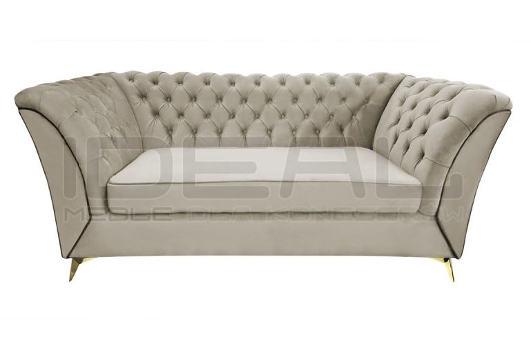pikowana sofa chesterfield złote nogi luton glamour